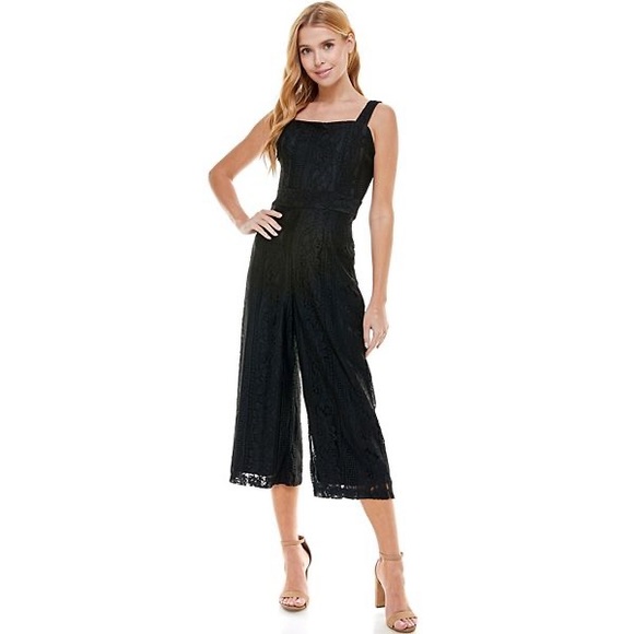 NWT As U Wish Sleeveless Lace Black Jumpsuit - Picture 1 of 4